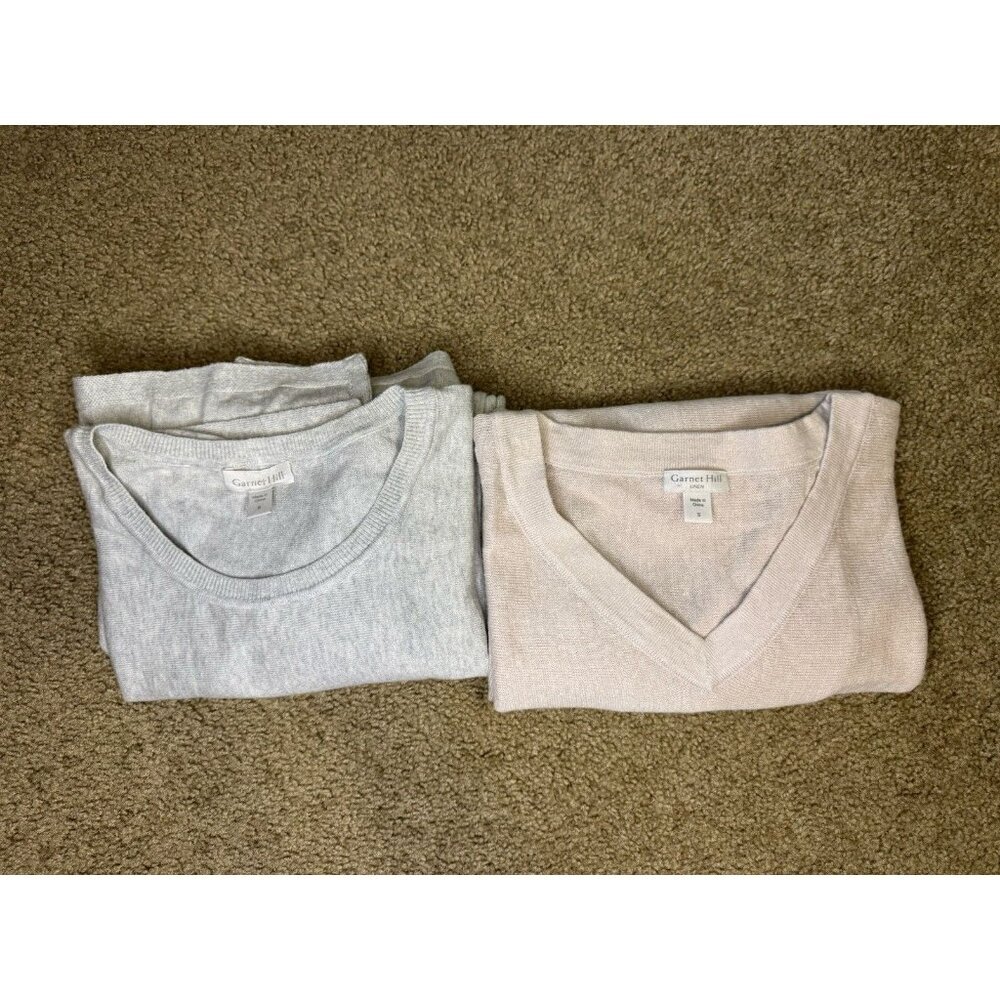 GARNET HILL Oversized Sweater Tunic Linen Organic Cotton SMALL Lot Of 2 Preppy